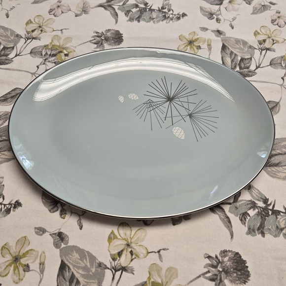 Franciscan Other - Franciscan Silver Pine Oval Ceramic Platter Gray Glossy Made in California USA
